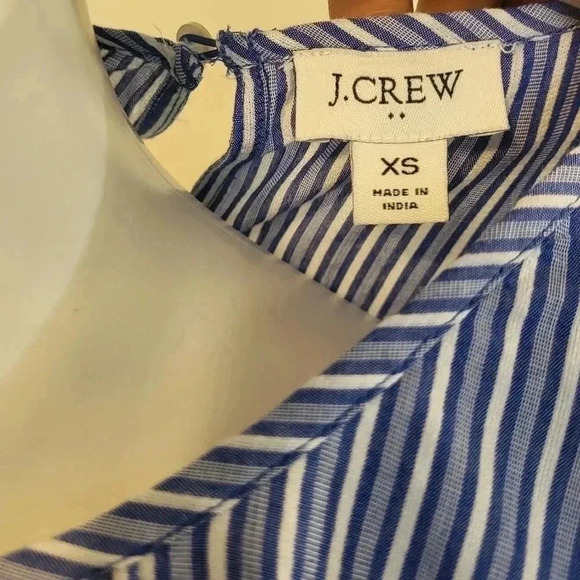 J.Crew Blue Striped Puffed Short Sleeve Cotton Blend Top(XS) - Picture 9 of 11